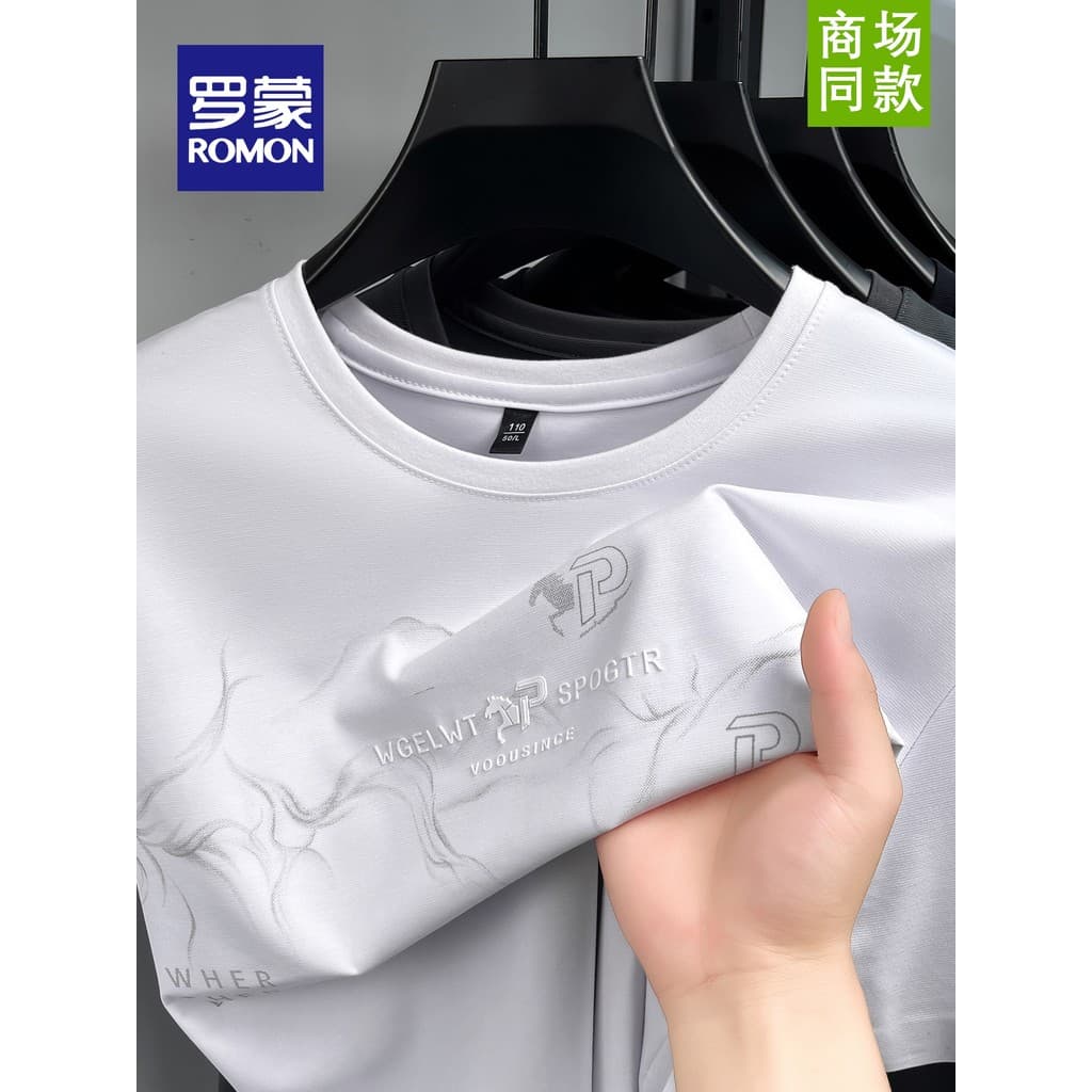 Ano romano impresso camiseta de manga curta masculina respirável em torno do pescoço verão 2026 novo Casual solto fino t