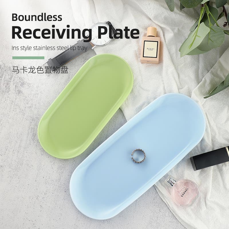 Bandeja de estilo nórdico em cores macaron, bandeja de armazenamento de mesa para cosméticos, bandeja de exibição de joi