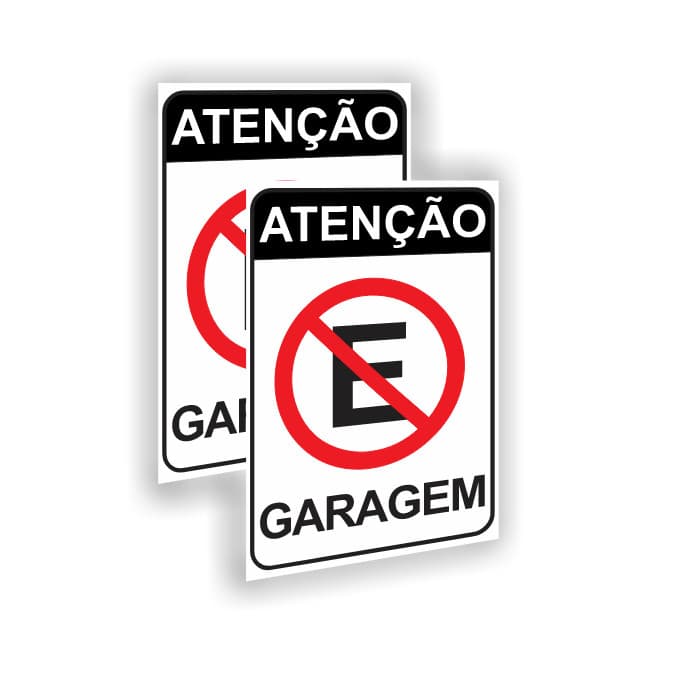 2 Placas Atenção Garagem - 30x20 - Ps 1mm