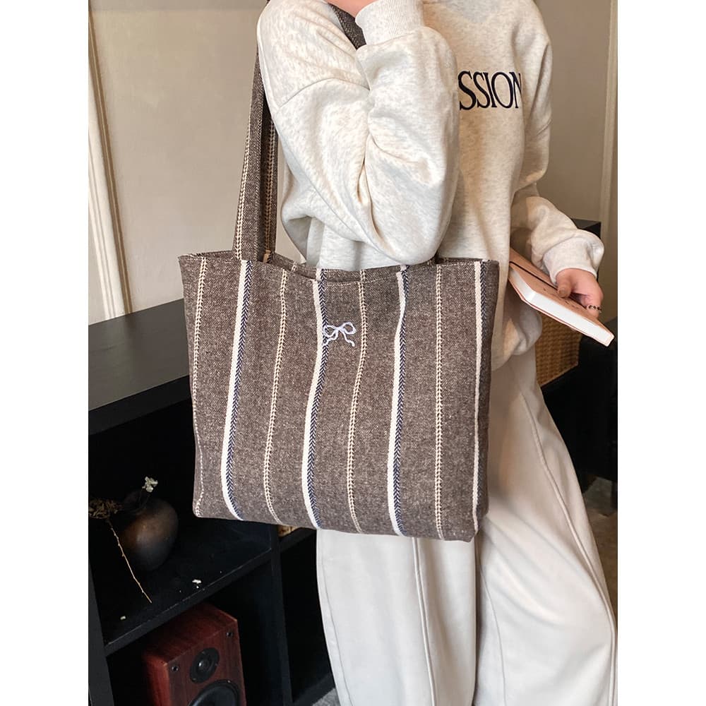Bolsa de lona de lã de grande capacidade feminina 2026 novo estilo sacola de um ombro classe de trabalho Commuter saco p