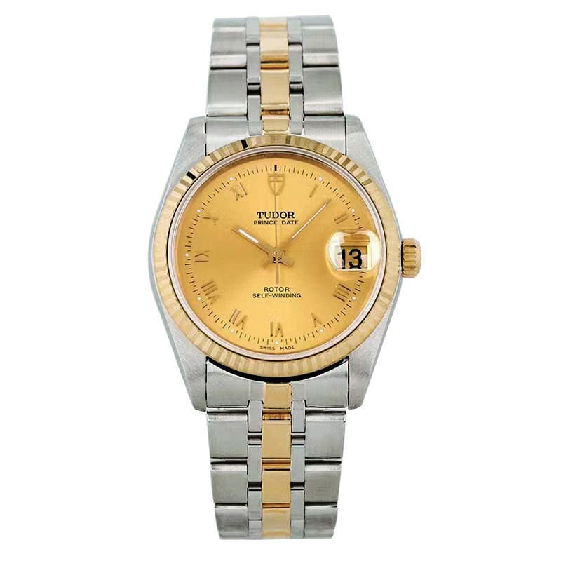 Tudor Tudor Prince 74033 Relógio Mecânico Masculino Ouro Calendário de Aço Inoxidável Relógio de Pulso