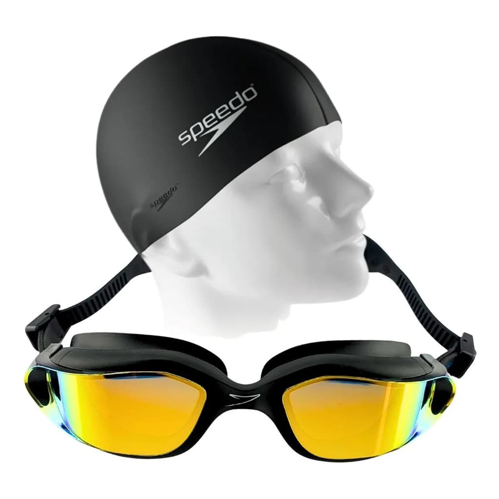 Óculos Natação Espelhado Speedo Poseidon + Touca Silicone Speedo