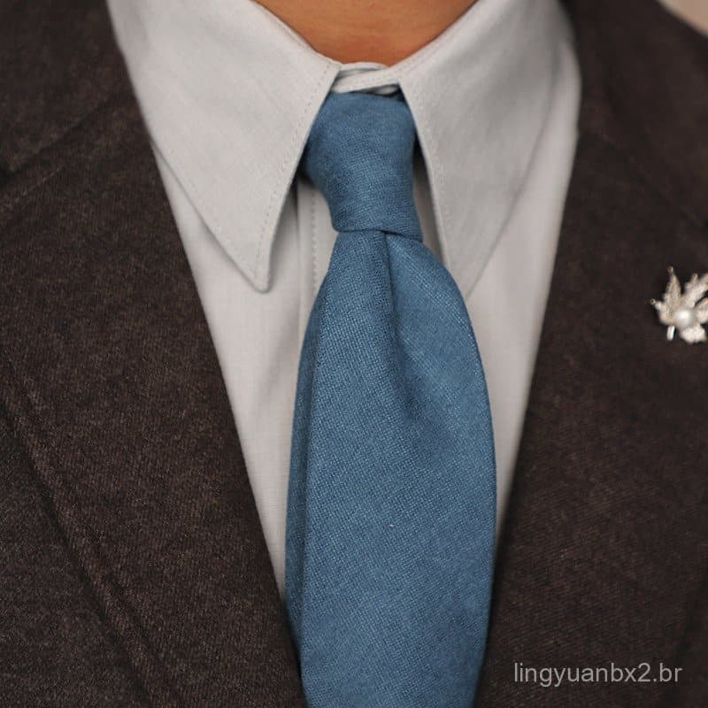 Em estoque: Gravata masculina casual de 7CM, estilo formal coreano, em cores sólidas: preto, bordô, verde escuro, café.