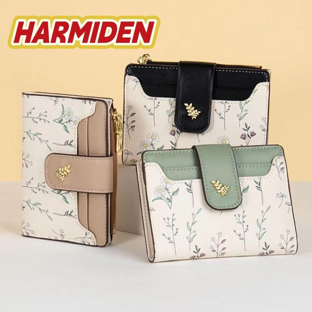Carteira Pequena Fina MIOSHOP , Zíper Ferrolho Pequenas Flores Curta Feminina , Bolsa De Moedas Com Vários Cartões De Co