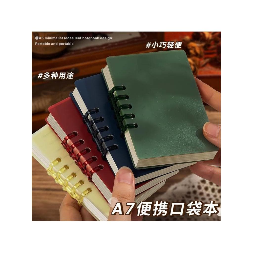 A7 Caderno de folhas soltas Pequeno caderno de bobina Caderno de bolso Transparente Simples estilo ins Caderno de palavr
