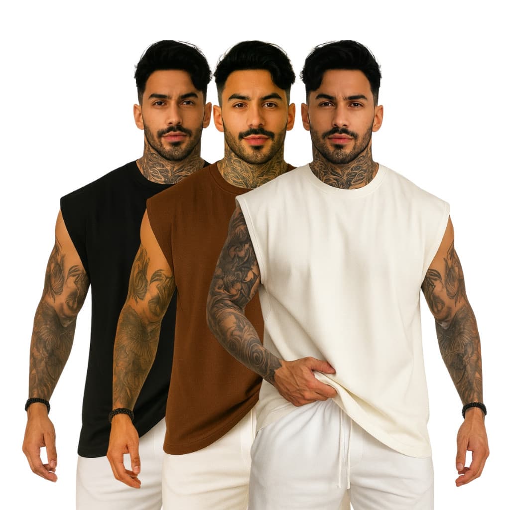 Kit 3 Camiseta Regata Oversized Camisa Streetwear Masculina 100 % Algodão