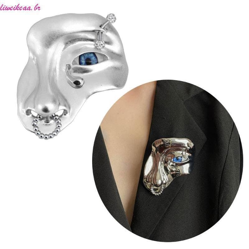 Liweikea Exagerado Vintage Meia Face Broche Liga Pino Moda Casaco Lapela Orcs Roupas Jóias