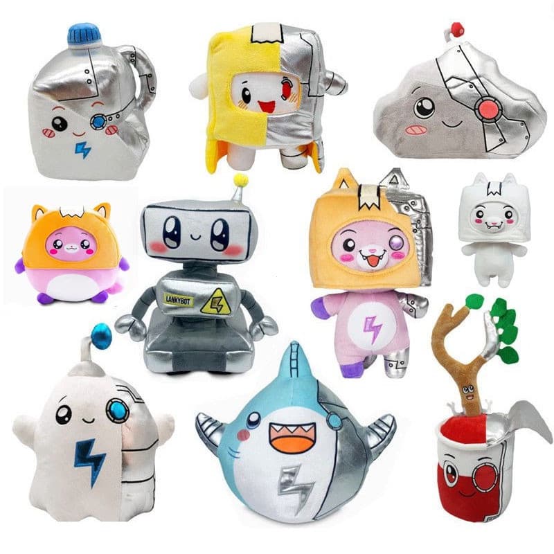 JAMXUN (Pronto Para Enviar) Novo Lankybox Metal Mecânico Engrossado Tubarão Robô Brinquedo De Pelúcia Foxy Boxy Shark Ka