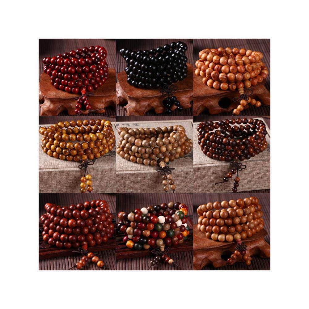 Sândalo 108 peças contas de transferência ébano verde sândalo preto jacarandá rosário contas pulseira masculino feminino