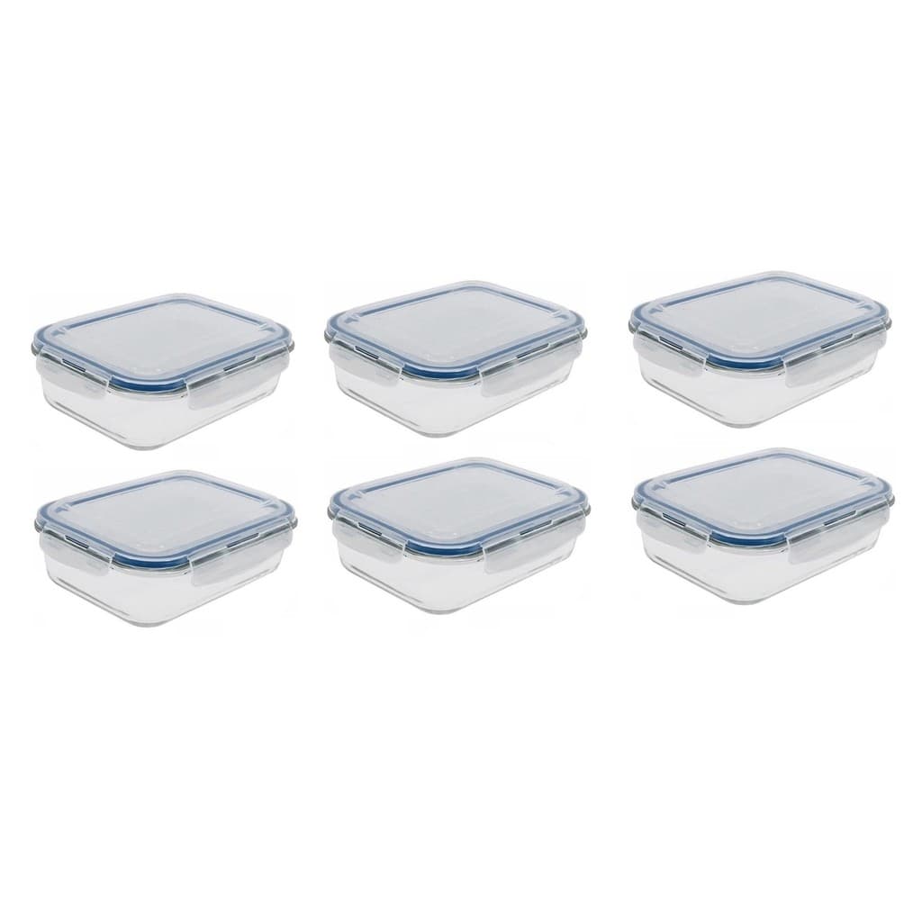 6 Potes Vidro Hermético 1,5L Marmita Fitness Semana 4 Travas Anti Vazamento Refratário Reutilizável Micro-ondas Freezer