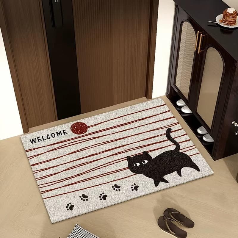 Cortável gatinho lã porta de entrada círculo de seda tapete de entrada pé raspagem lama esfregando solo entrada porta es