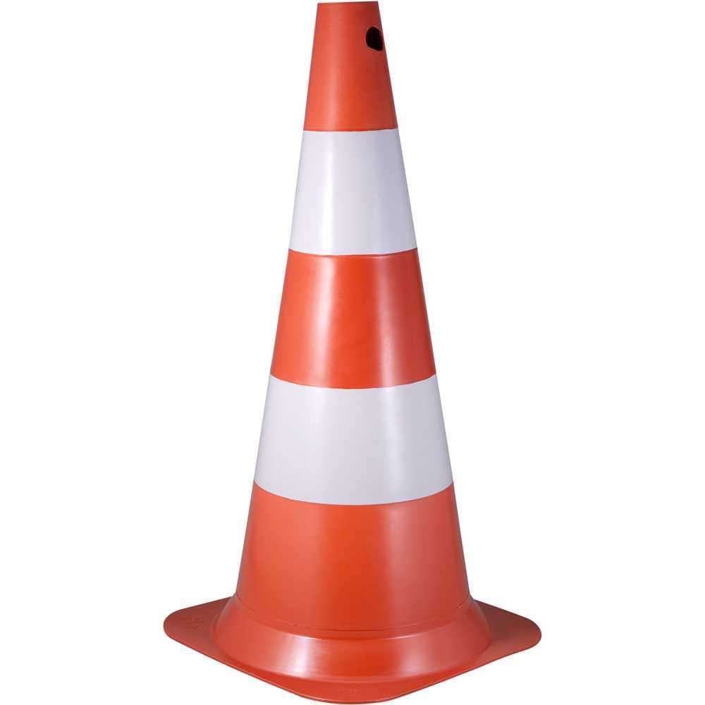 Cone de sinalização com 75 cm, branco e laranja, em polietileno VONDER
