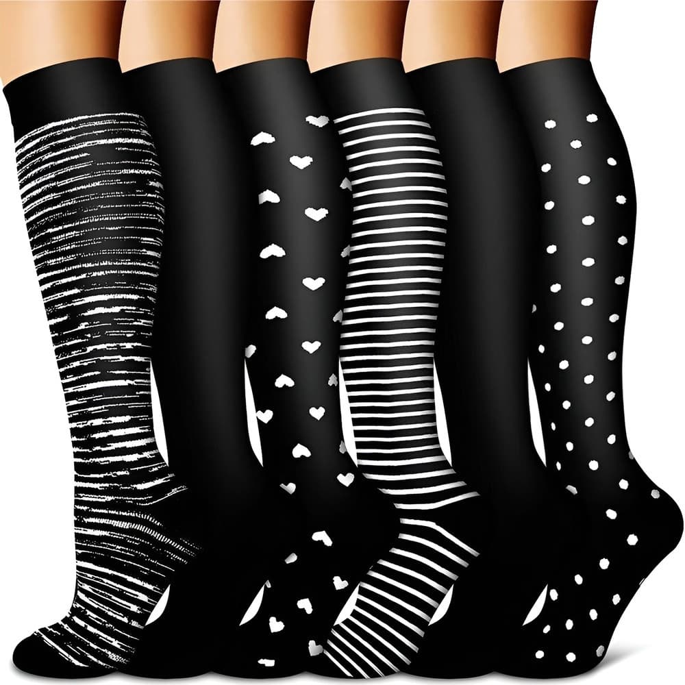 [Conforto Esportivo] Calcetines esportivos até o joelho, 6 pares. Meias para Corrida/Treino/Skate