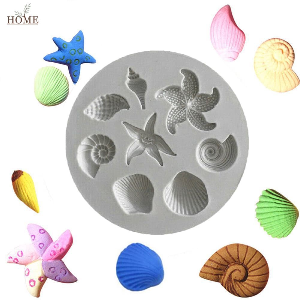 1 peça de molde de silicone DIY 3D em formato de concha para fondant, biscoitos e chocolate.