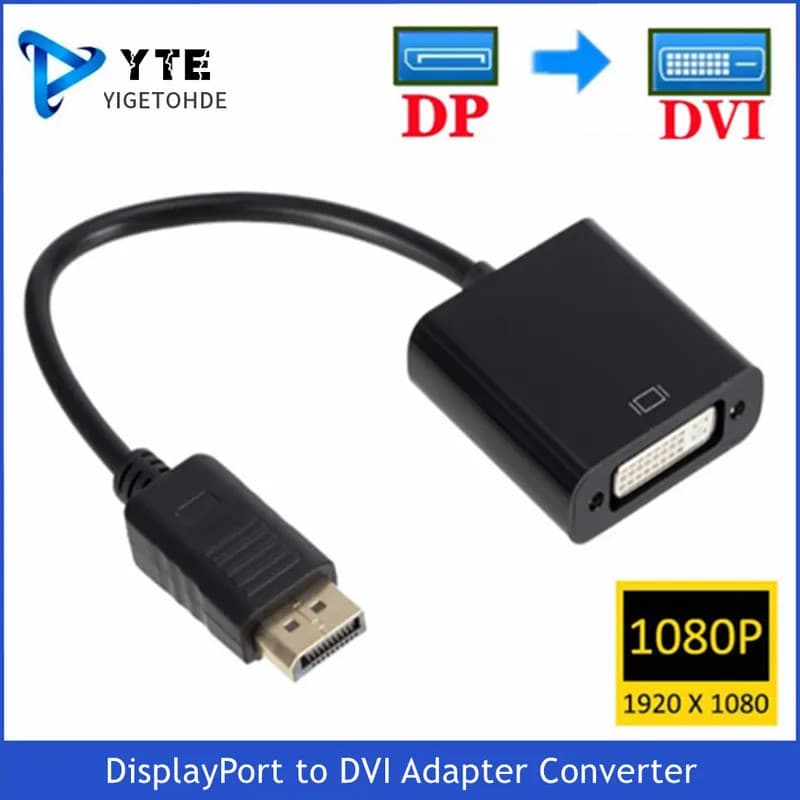 YIGETOHDE 1080P DisplayPort DP to DVI Adapter Display Port to DVI Cable Converter Male to Female For Monitor Projector D