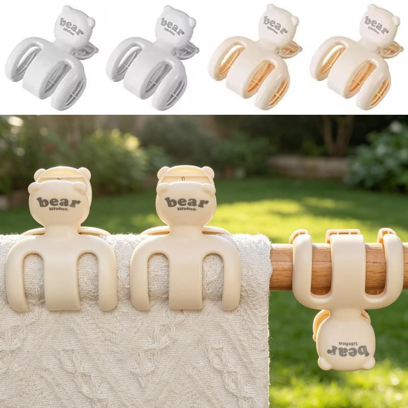 2 Pçs Antiderrapante Forte Primavera Plástico À Prova De Vento Clipe-Bonito Pequeno Urso Forma Varanda Braçadeira