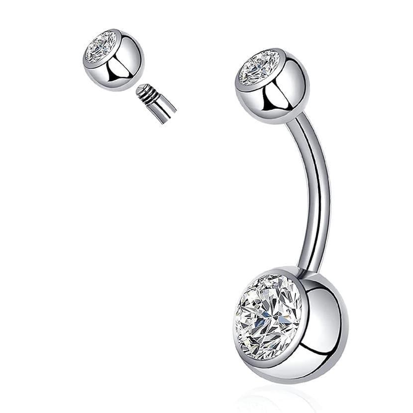 | bijuterias femininas | 【piercing umbigo】 ✺Zircão umbigo prego novo estilo anel Umbilical aço inoxidável titânio corpo