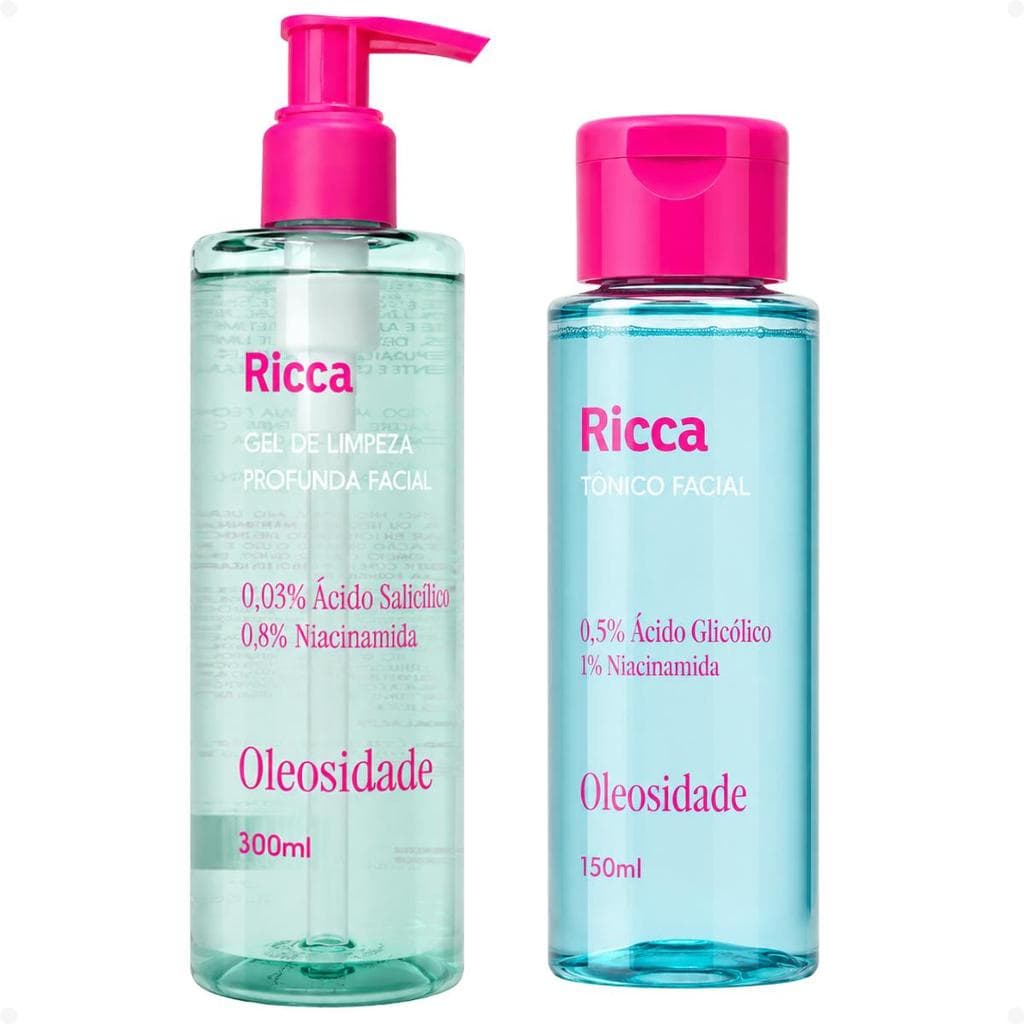Kit Ricca Facial: Gel De Limpeza Profunda 300ml e Tônico Facial 150ml