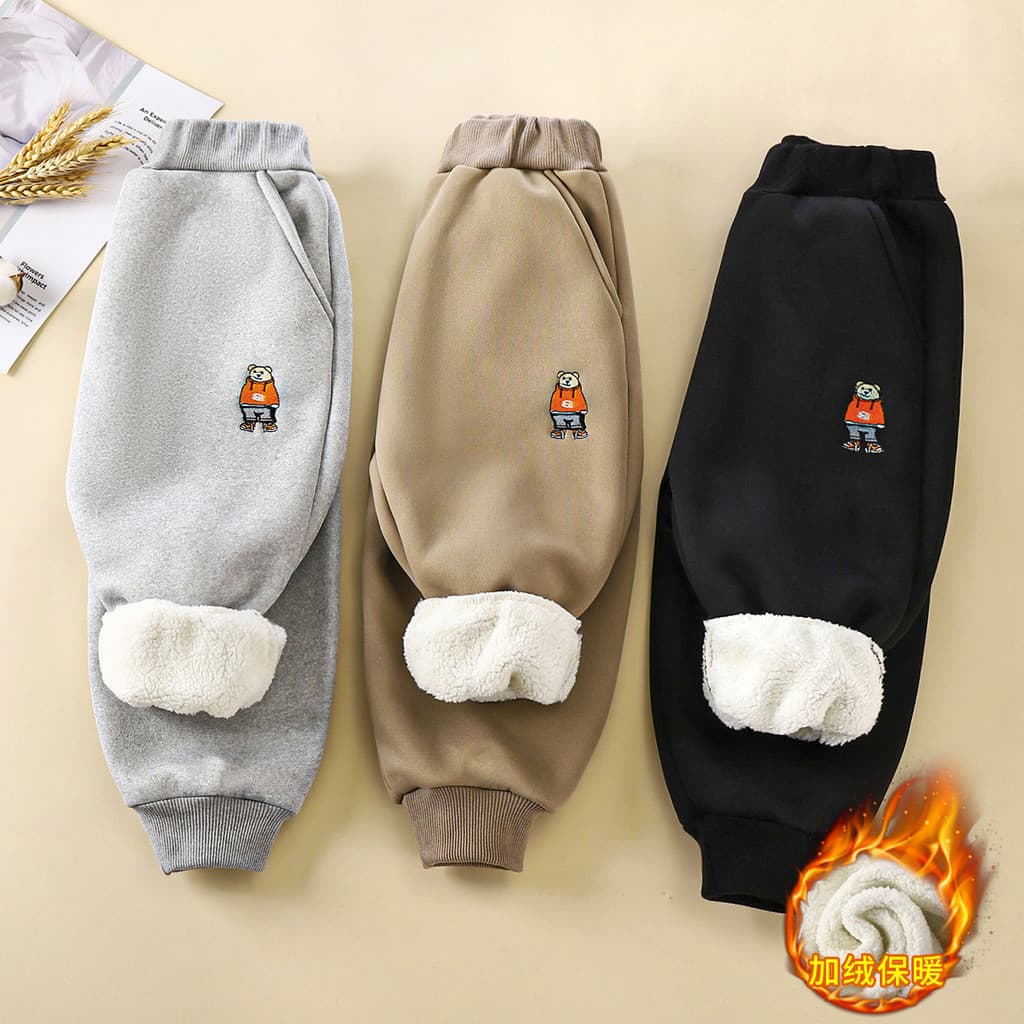 Calças infantis de inverno novo estilo escovado engrossado bebê exterior usar Sweatpants calças para meninos calças quen