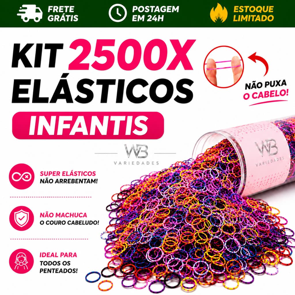 Kit 2500 Elásticos de Silicone Para Cabelo Feminino Colorido Em Tubo Envio 24h