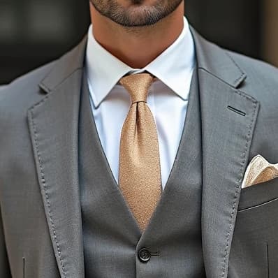 Gravata  masculina Champanhe Trigo Fosca (Tecido Oxford) - Kit de 5 a 9 unidades (A pronta entrega)