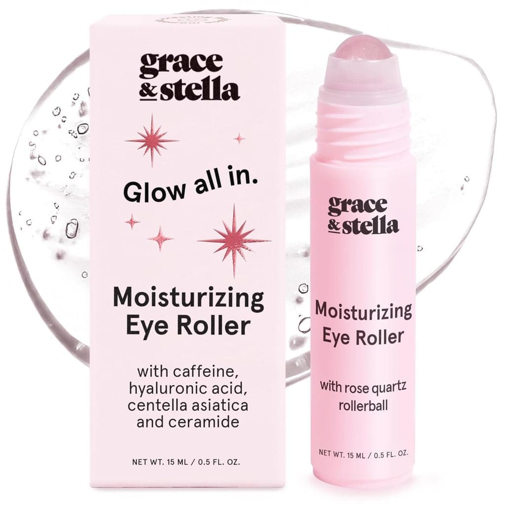 grace & stella Iluminador para a Área dos Olhos com Aplicador de Quartzo Rosa - Sérum para a Área dos Olhos com Centella