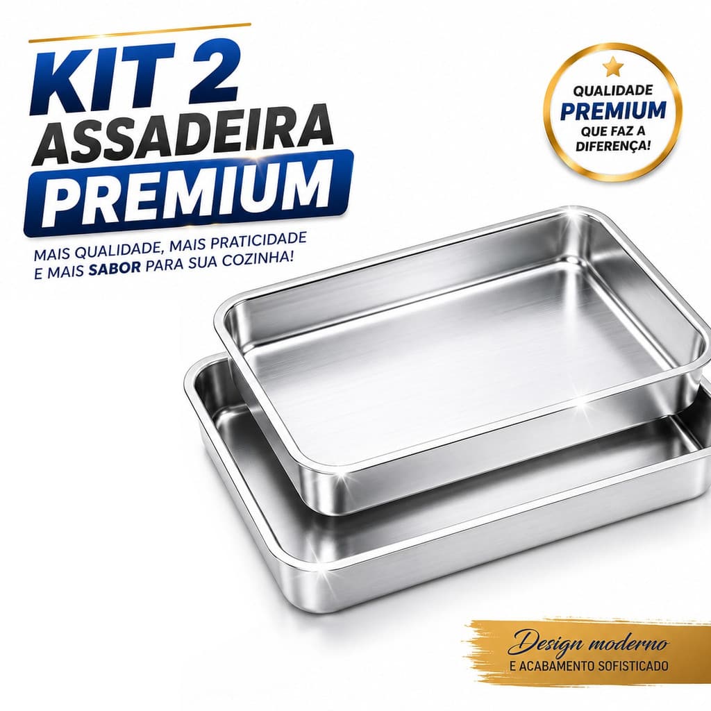 Kit 2 Formas Assadeira Retangular Alta Bolos, Tortas, Premium