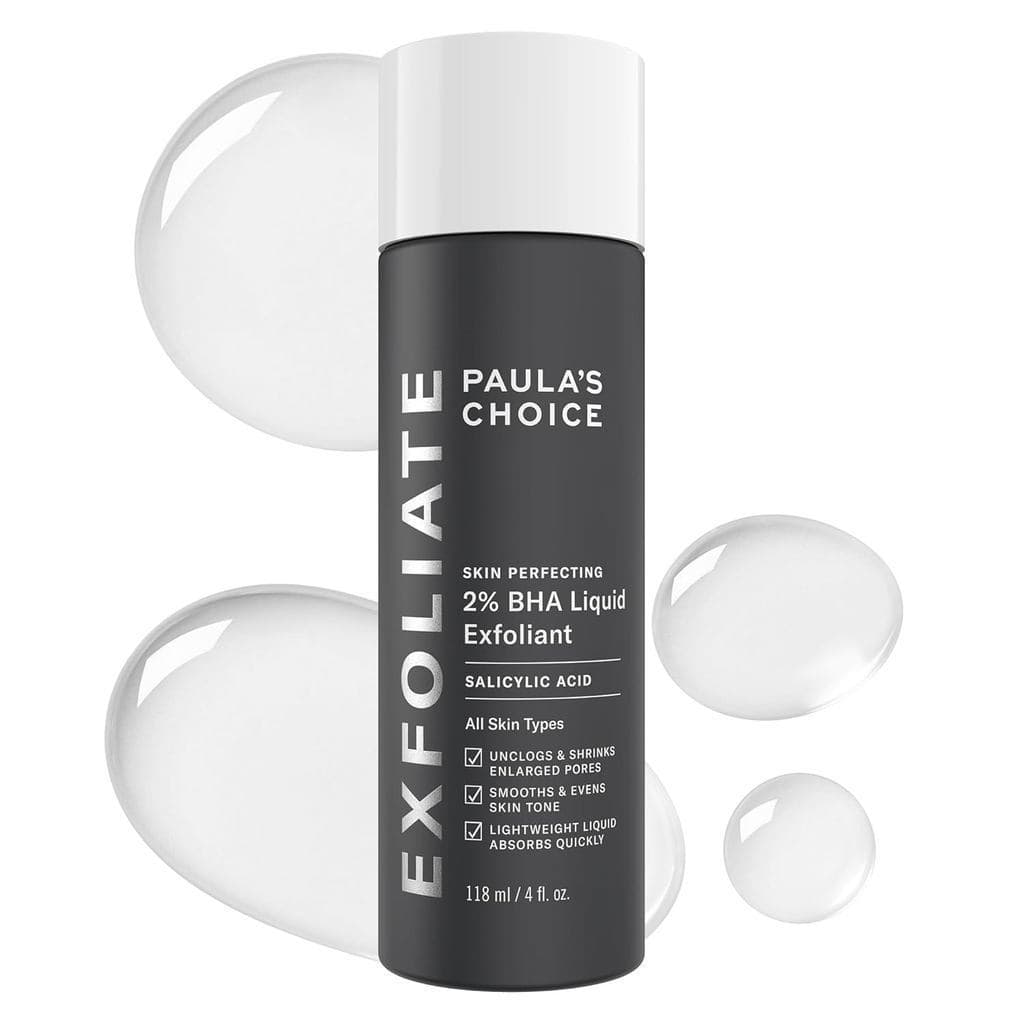 A Loção Esfoliante PERFECTING 2% BH da Paula's Choice contém ácido salicílico, sendo adequada para poros dilatados, ruga