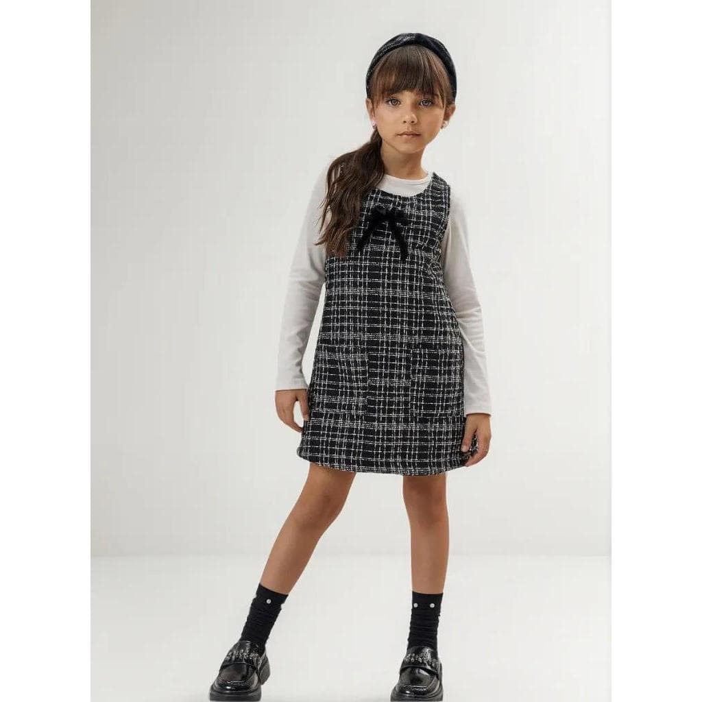 Conjunto Infantil Salopete Vestido Blusa Manga Longa Infanti