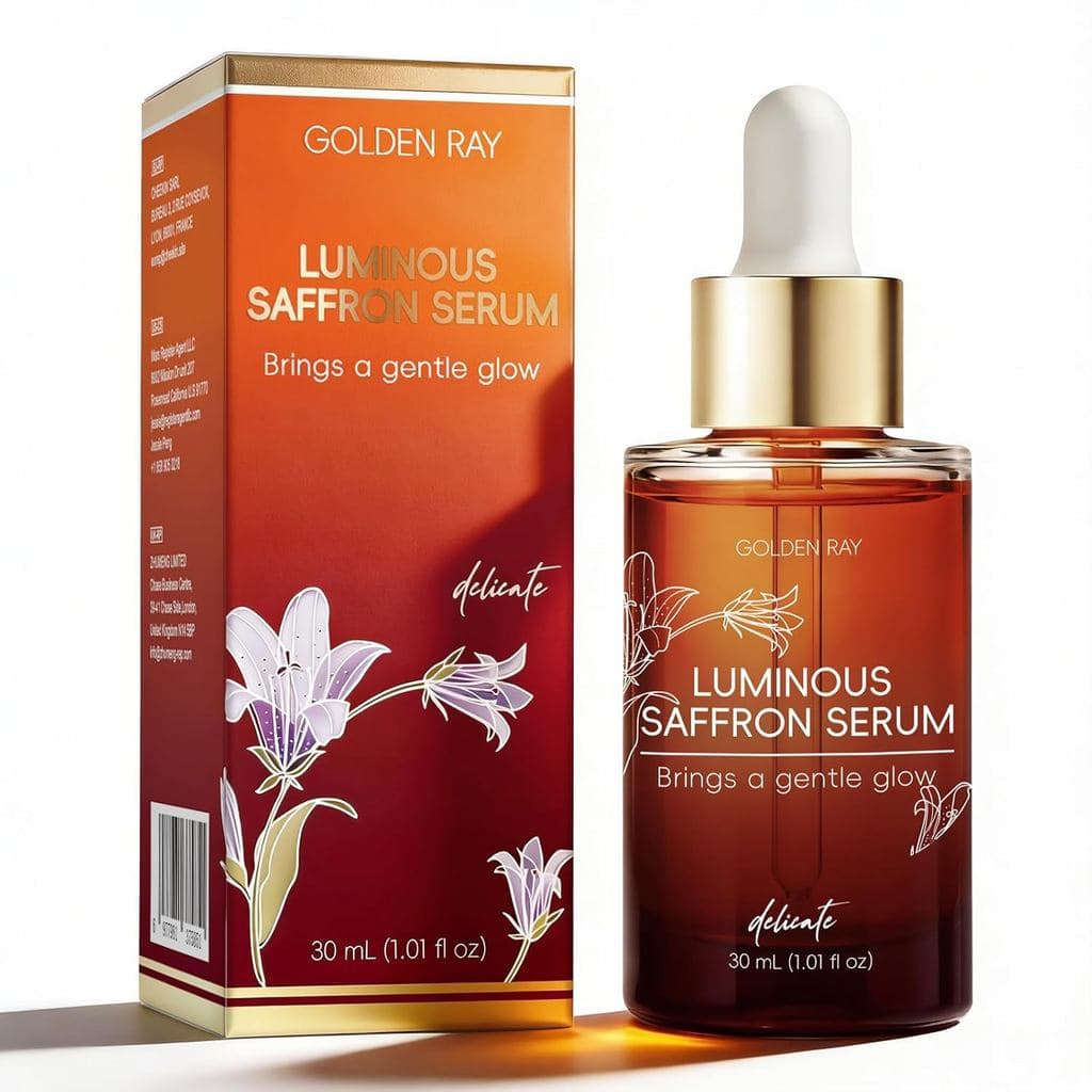 Sérum facial de açafrão, para cuidados diários da pele, proporciona um efeito radiante e luminoso. Este sérum facial lev