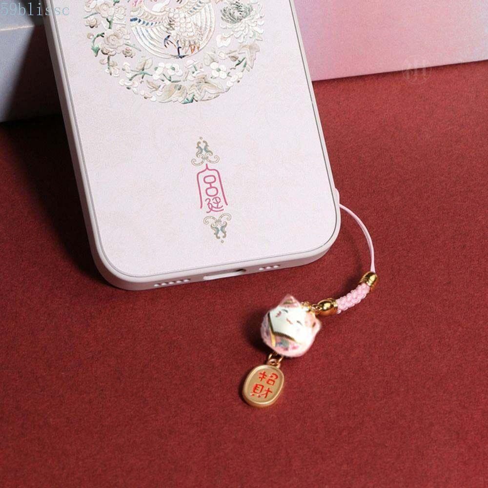 Chaveiro BLISSC Lucky Cat , De Carro De Desenho Animado Maneki Neko Pingente , Bolsa Enfeites De Alça De Telefone