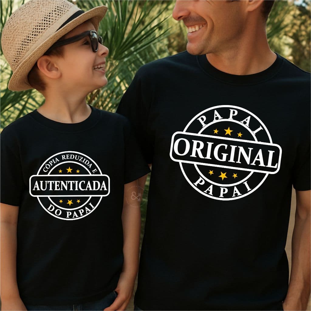 Kit Camisa Pai e Filho Cópia Reduzida do Papai  - Blusa Tal Pai Tal Filha - Dia dos Pais Elegante