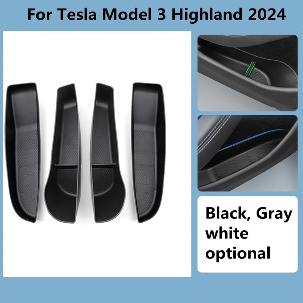 4 Pçs Para Tesla Novo Modelo 3 Highland 2024 Porta Do Carro Caixa De Armazenamento Lateral Braço Guarda-Chuva Lata De Li