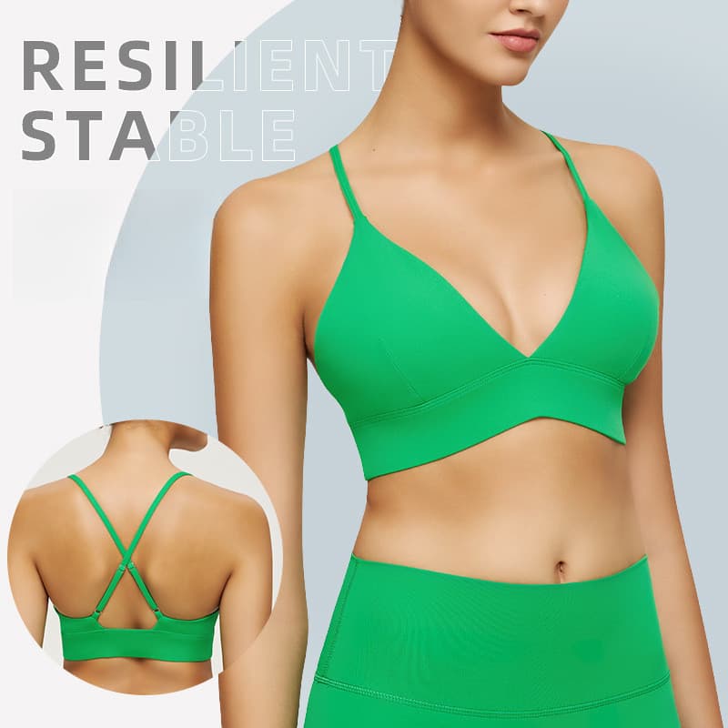 Roupa íntima esportiva elástica alta, estilingue de colete de ioga à prova de choque, sensação nua, Top de Fitness