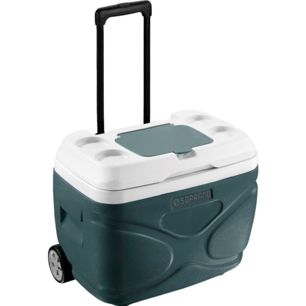 Caixa Térmica Cooler Soprano Everest 30L Cinza Com Rodas Alça Telescópica Dreno Porta Copos