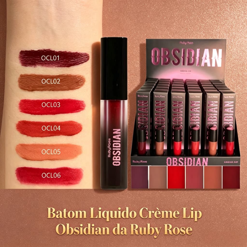 Batom Líquido Cremoso Crême Lip OBSIDIAN BY RUBY ROSE