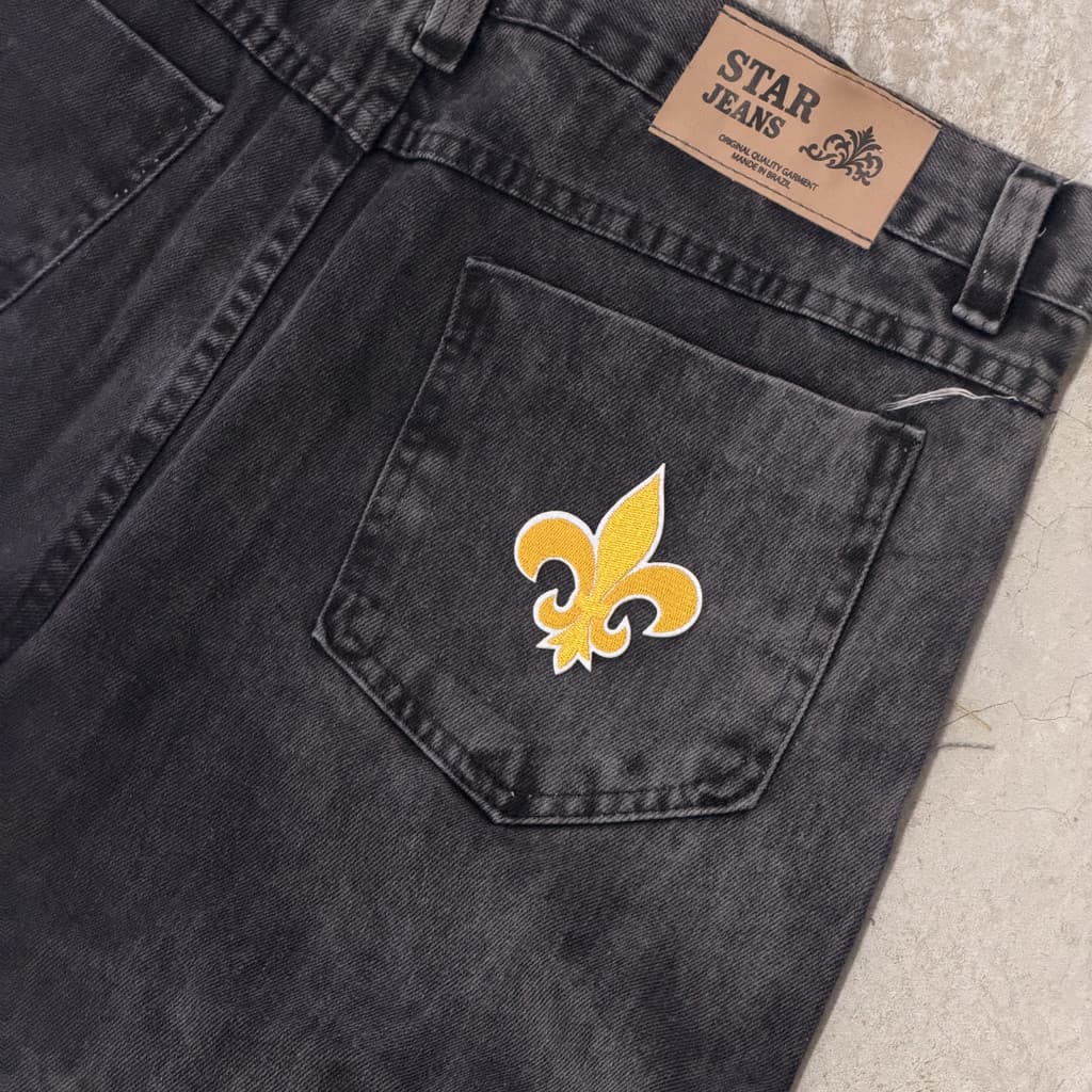 Calça Jeans Masculina Balão Baggy Streetwear Oversized Casual Com Lys Fleur