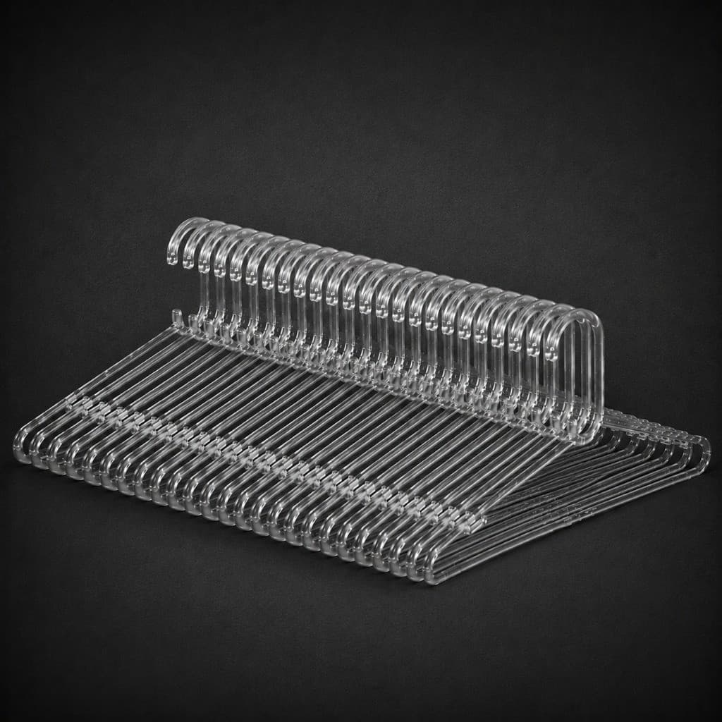 Kit 50 Cabides Acrílicos Transparentes Reforçados Organização Completa para Closet e Guarda-Roupa