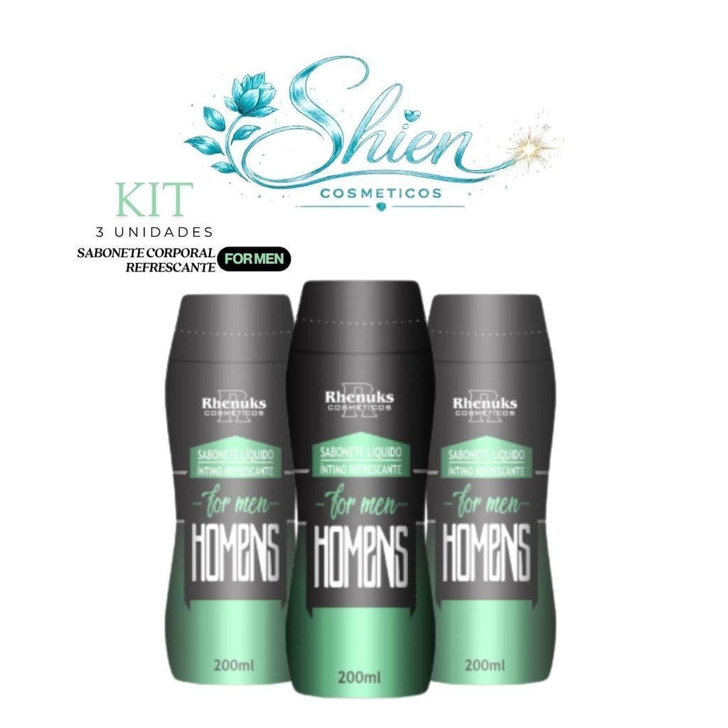 Kit 3 Unidades Sabonete Líquido Íntimo Refrescante For Men 200Ml Rhenuks (Afilhado)