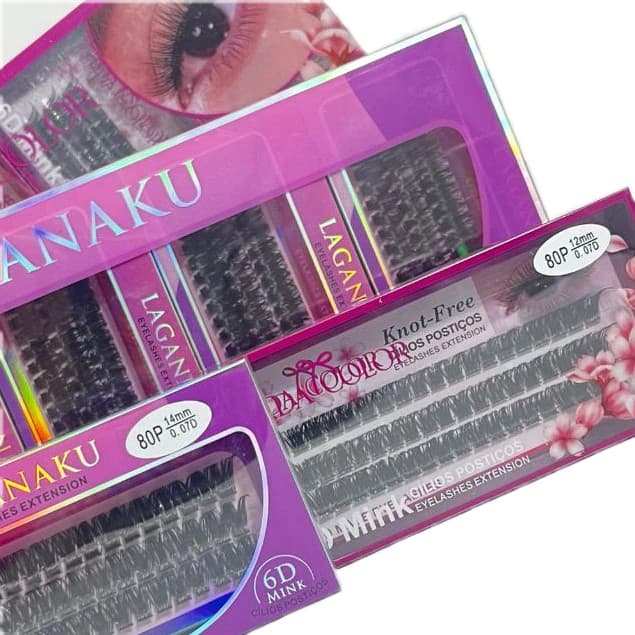 Cílios Tufos de seda Fada Color 80 pelos curvatura D
