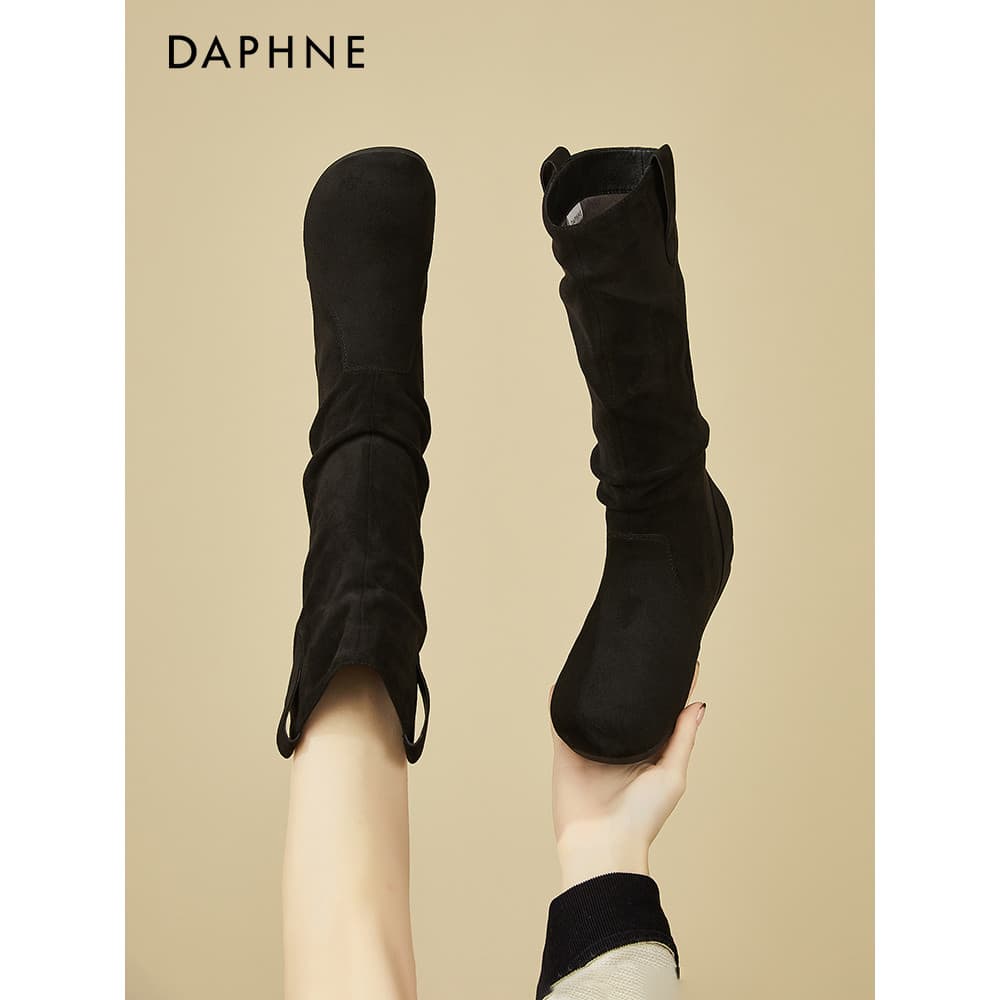 Daphne plana All-Match botas na altura do joelho feminino 2026 primavera inverno novo estilo pilha botas de tubo alto ca