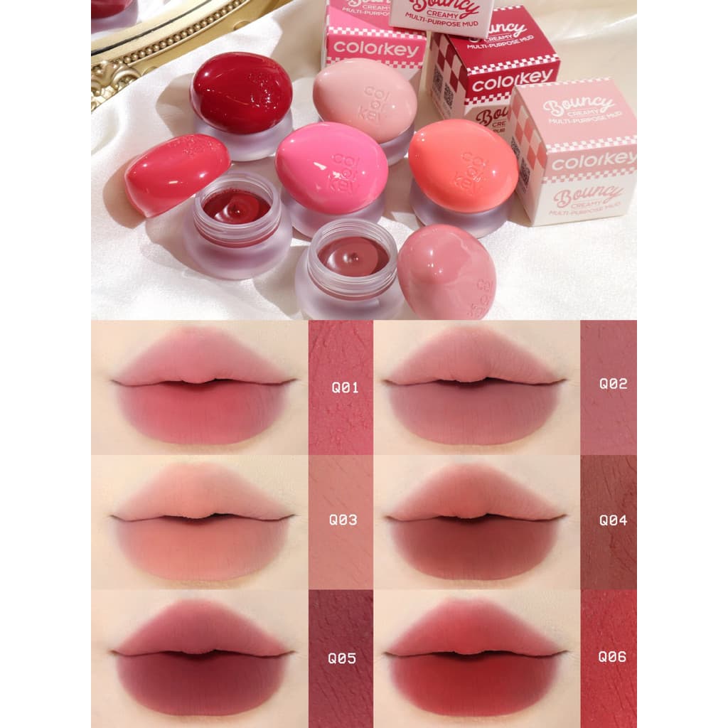 Colorkey Kolaqi Pequeno Frasco Batom Sorvete Creme Multiuso Três em Um Multiuso Lama Blush Sombra Lábio