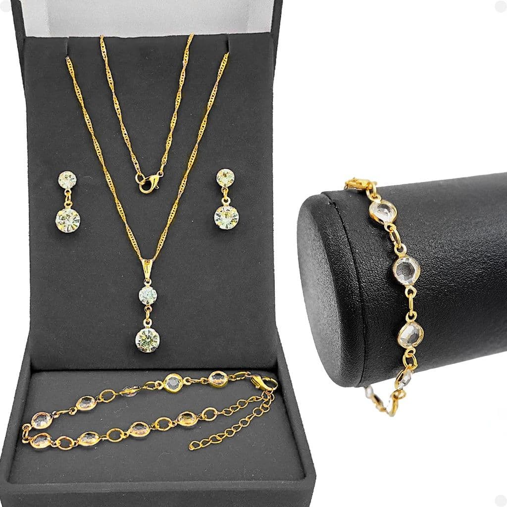 Corrente Pulseira Brincos Pingente Veneziana Feminina