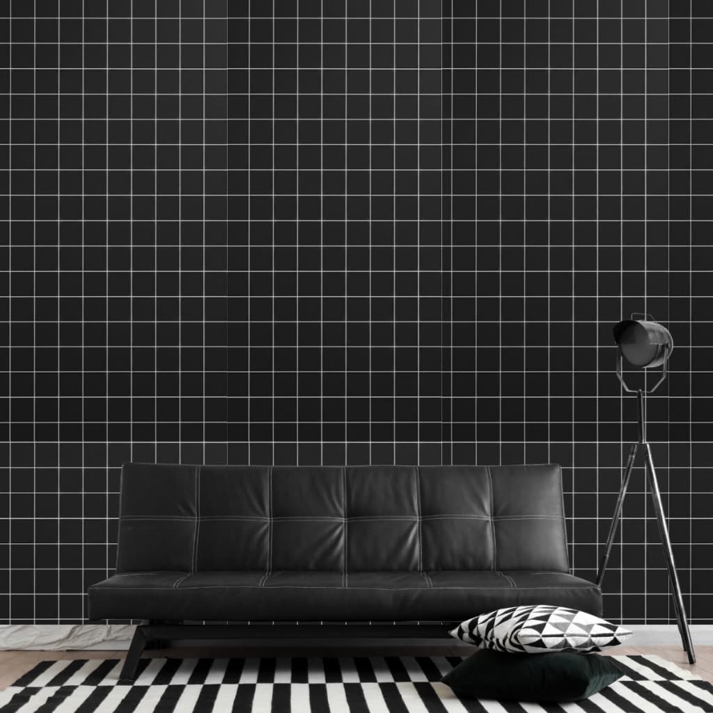Papel de parede Autocolante Estilo Quadriculado Preto Sem textura Fosco A prova D'água 5M