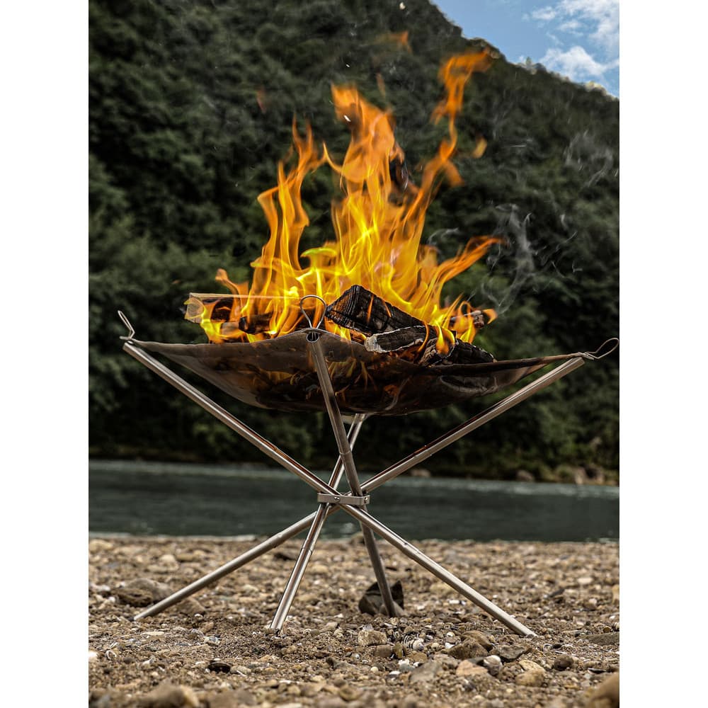 Estação de queima ao ar livre portátil acampamento grelhar rack de fogo aço inoxidável Ultra-leve dobrável churrasco rac