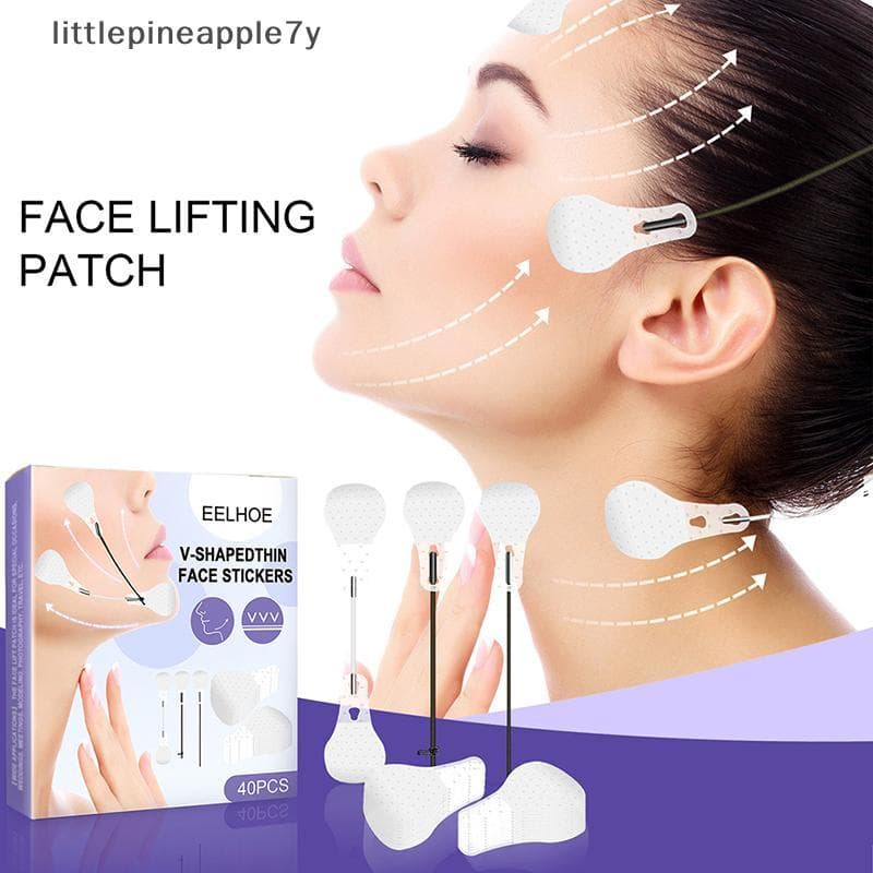 Pouco 40 Unidades De Fita Invisível Para Lifting Facial , Faixas De Remendo Em Linha V , Adesivos Finos Rosto [COD]