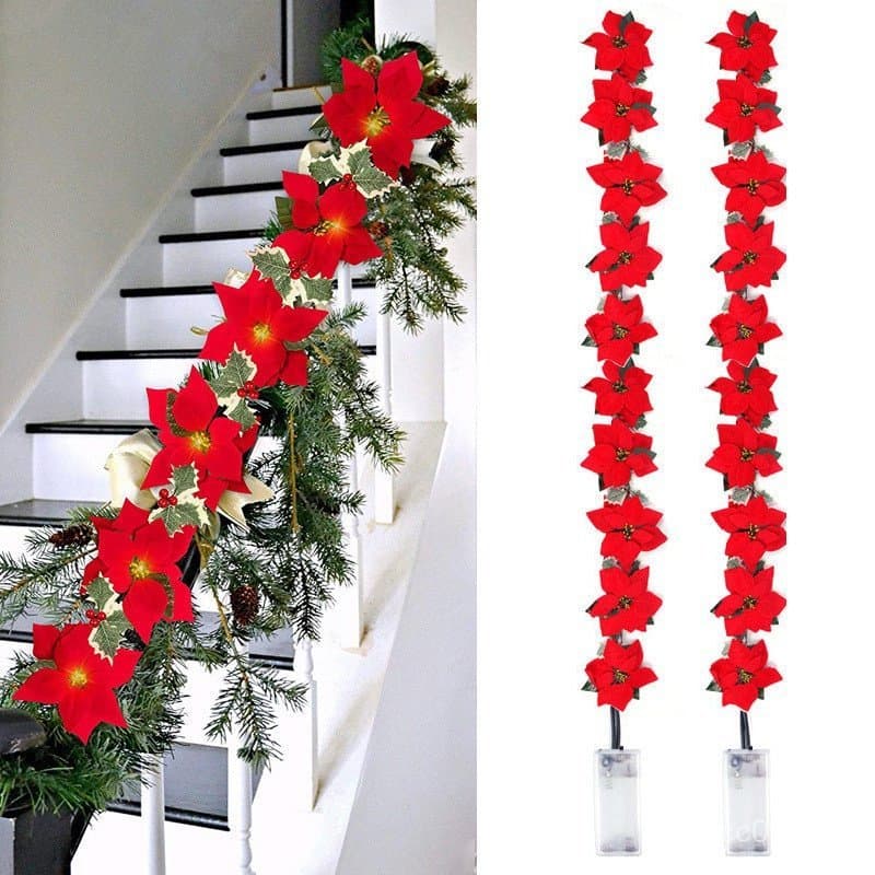 Cordão De Luzes Em Formato De Flores Para Decoração De Árvore De Natal / Jardim / Natal