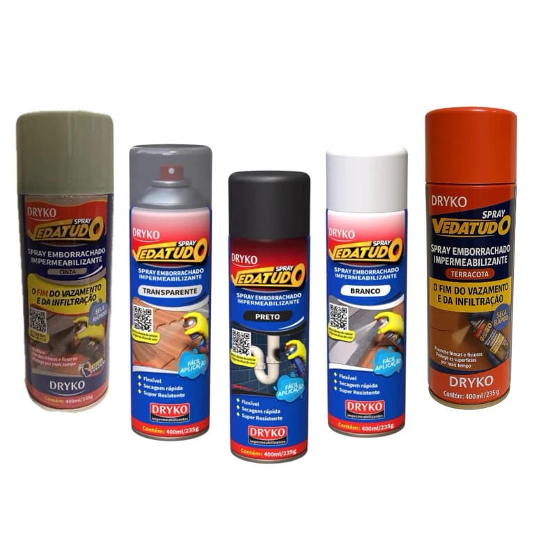 Spray Veda Tudo borracha líquida impermeabilizante Branco Preto Transparente Terracota