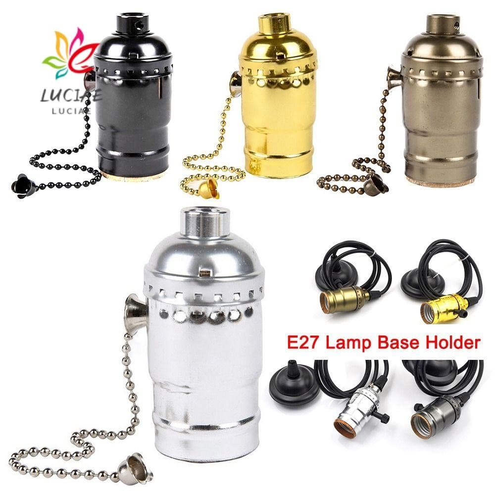 Suporte Para Lâmpada LUCIAE E27 , Soquete De Parafuso De Luz De Alumínio 250V , Preto Prata Ouro 4 A Bases De Retrô