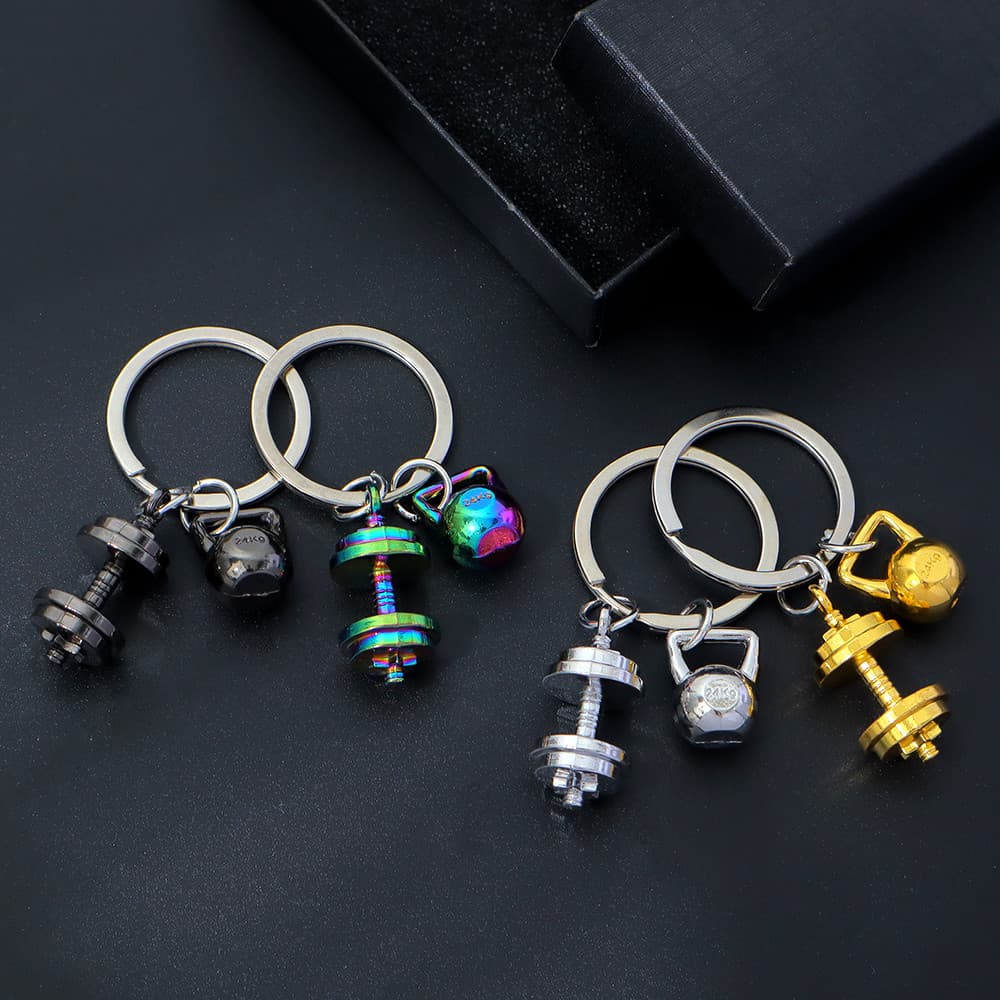 Criativo Mini Halteres Chaveiro Metal Kettlebell Pingente Unisex Carro Acessórios DIY
